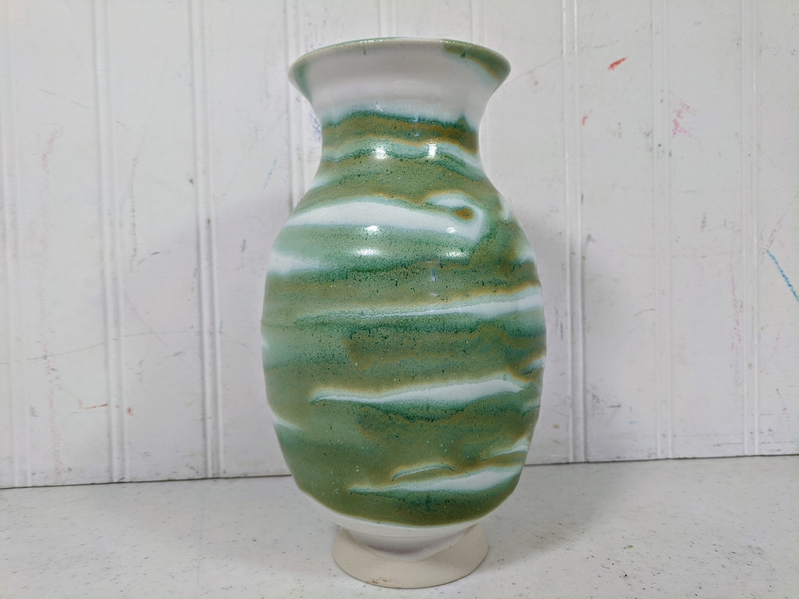Beach Pottery Vase Seafoam Green Glaze Urn Hand Thrown 8 Etsy