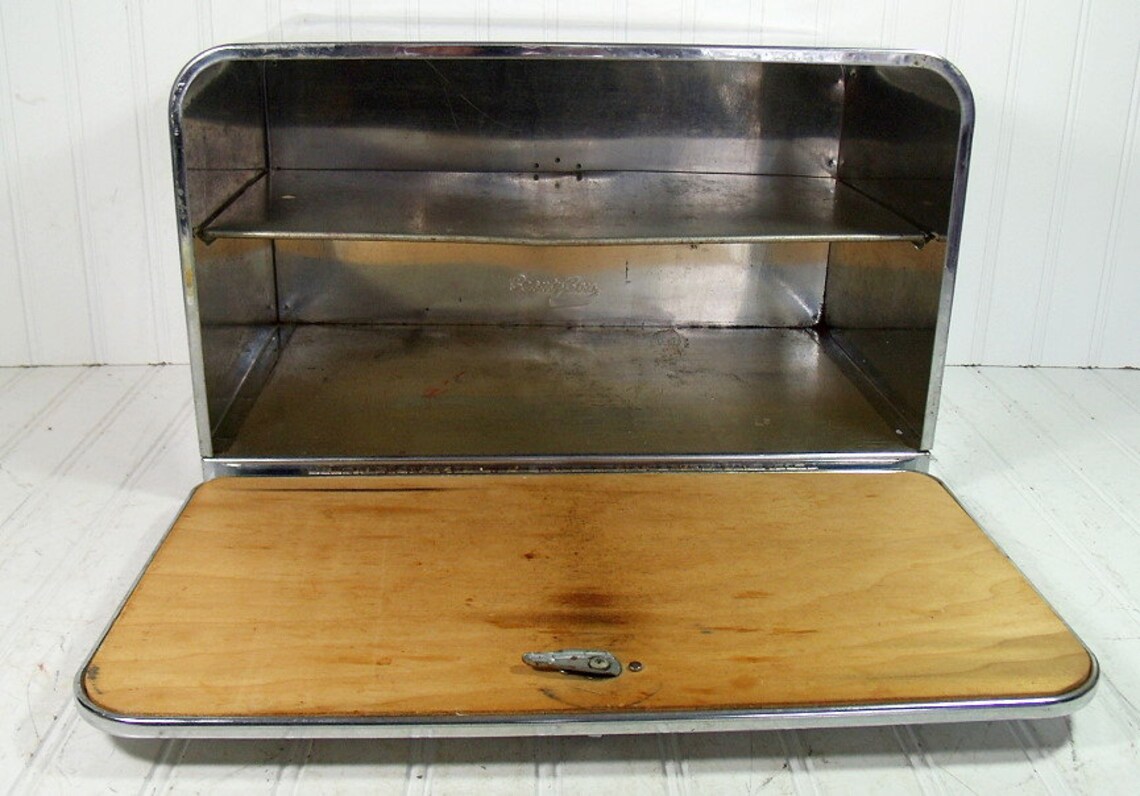 Vintage Chrome Heavy Duty Large Bread Box Retro Oversized Etsy