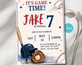 Editable Baseball Birthday Invitation, Rookie of the Year, All-Star Teen/Tween Sports Invite, Digital Download, Printable Canva Template