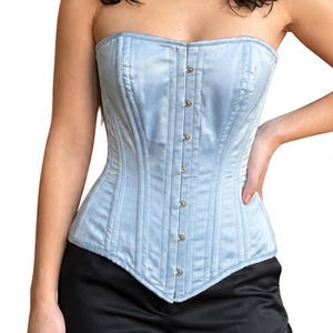 Women's Double Steel Boned Shaper Corset Overbust Waist Trainer Satin Corset