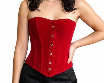 Heavy Duty Steel Boned Velvet Corset Women's Overbust Waist Trainer Costume Corset