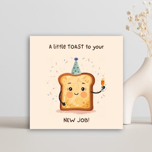 Tarjeta de felicitación por tu nuevo trabajo: un pequeño brindis por tu nuevo empleo.