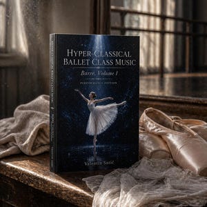 Peut inclure: Deux livres intitul&eacute;s "Hyper-Classical Ballet Class Music, Barre, Volume 1" avec une ballerine sur la couverture, pos&eacute;s sur une surface en bois. Des chaussons de ballet et un tissu transparent sont &eacute;galement pr&eacute;sents. La couverture du livre pr&eacute;sente une ballerine en tutu blanc.