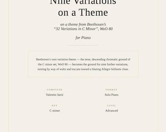Geavanceerde pianovariaties op een thema van Beethoven – Valentin Sarić (digitale download)