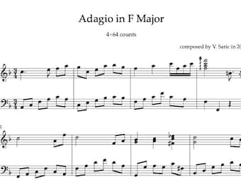 Adagio en fa majeur - Partition pour piano pour cours de ballet (PDF numérique)