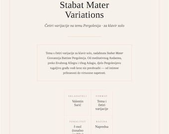 Stabat Mater Variations – Theme and Variations for Solo Piano after Pergolesi – Composed by Valentin Sarić