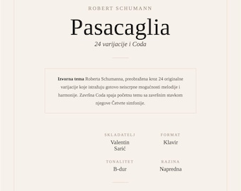 Passacaglia op een thema van Robert Schumann voor pianosolo – 24 variaties van Valentin Sarić (gevorderde PDF)