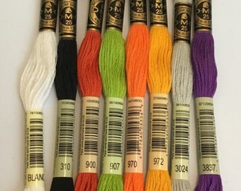 DMC floss 8 pack embroidery thread Halloween colors