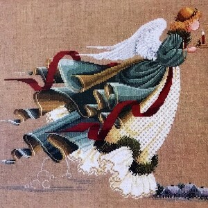 Angel of Light cross stitch pattern, Lavender and Lace pattern by Marilyn Leavitt-Imblum