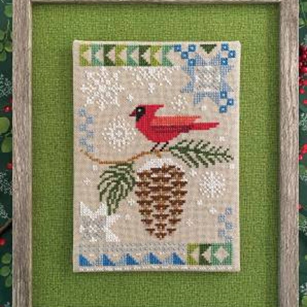 Seasonal Courier, Cardinal’s Winter cross stitch pattern