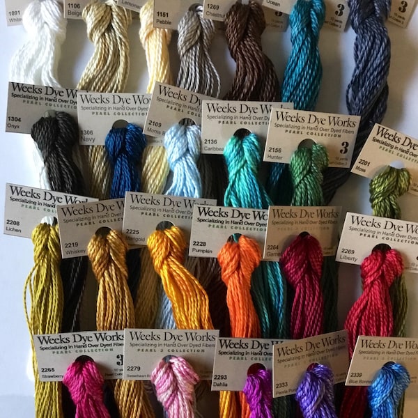 Weeks dye works #3 Pearl Cotton colors 10 yards each