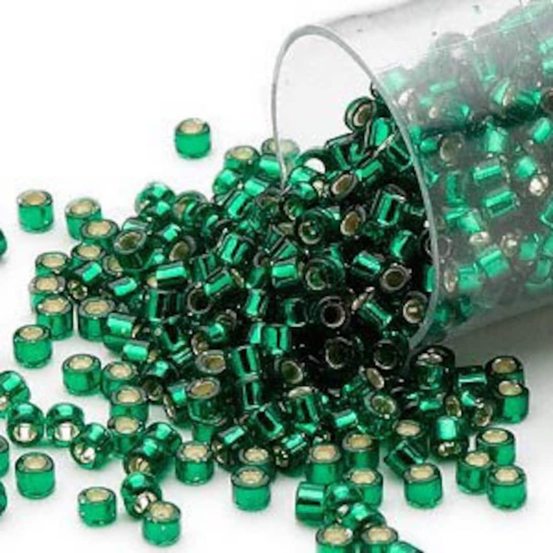 Seed Beads Miyuki Delica 11/0 Japanese Glass Beads - Dark Green Silver  Lined (50g Bag) For Bead Weaving Miyuki Seed Beads, image size:1080x1080