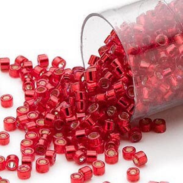 Red silver lined DB602 Miyuki Delica glass Seed Beads - 2.5g