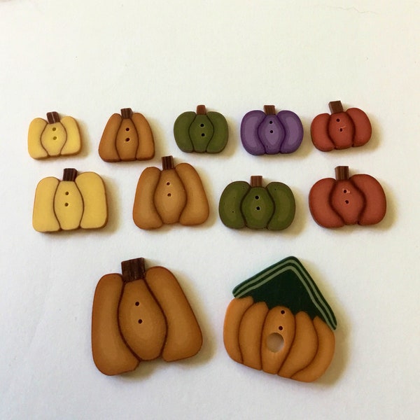 Pumpkin buttons , polymer clay button-  Just Another Button Company