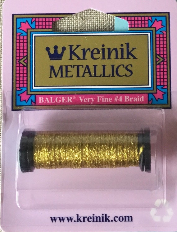 1 spool Antique Gold 221 Kreinik Metallics #4 Very Fine Braid 11 meters