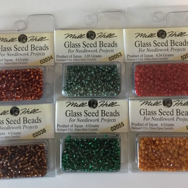 Mill hill glass seed beads, Size 11 2031-2105