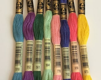 DMC floss 8 pack embroidery thread spring flower colors