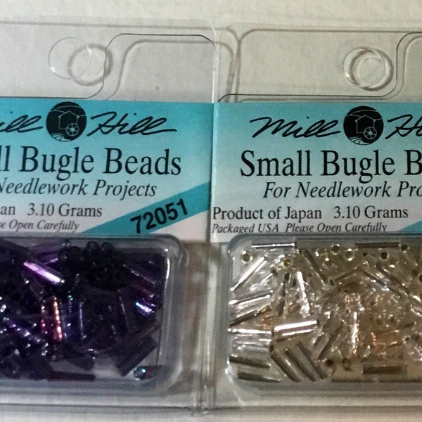 Mill hill glass small bugle beads, size 1/4” long (6mm)