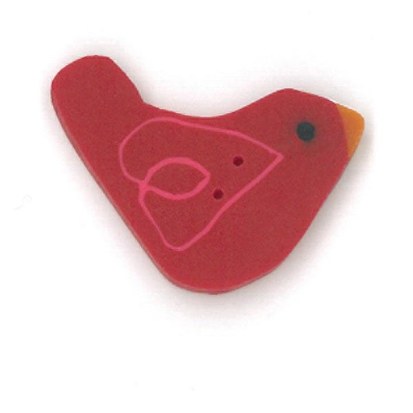 Red heart wing Bird button, polymer clay button nh1118- Just Another Button Company