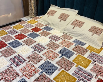 Juego de sábanas 100% algodón puro / tamaño king, estampado multicolor