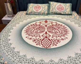 100% Pure Cotton Bedsheet Set | Queen size Size Indian Print