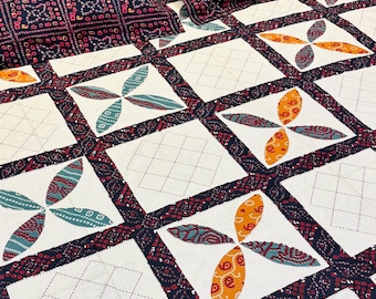 Juego de sábanas 100% algodón puro / tamaño king con estampado indio en bloques