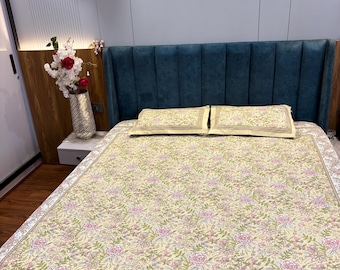 100% Pure Cotton Bedsheet Set | Queen size Size jaipuri Print