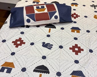 100% Pure Cotton Bedsheet Set | Soft Breathable ikat twin bed size, Indian Print,5 cushion cover,2 pillow cover