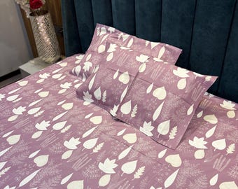 100% Pure Cotton Bedsheet Set | Soft Breathable Floral King, Indian Print, King Size