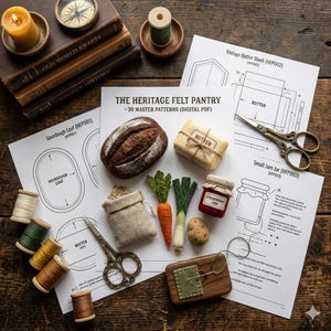 Patron de nourriture en feutre PDF 30 modèles de garde-manger du patrimoine, livre silencieux, kit DIY