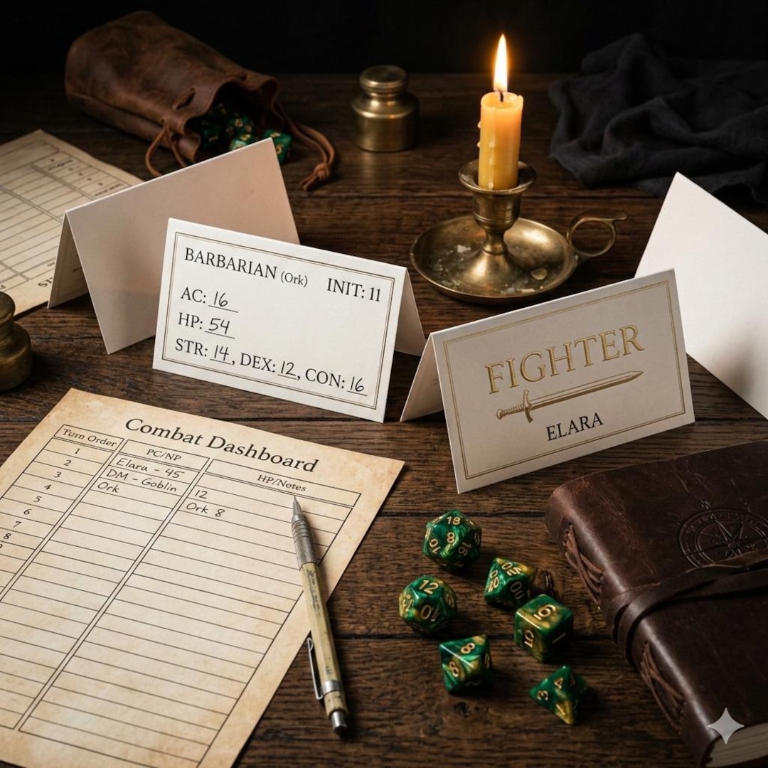 Initiative Tracker Printable Dnd 5e Combat Sheets & Tent Cards PDF Etsy
