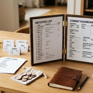 Accesorios para DnD: Rastreador de iniciativa y hojas de combate. Organizador de juegos de rol imprimible para Dungeon Master 5e.