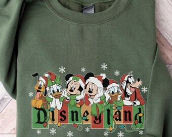 Retro Mickey and Friends Christmas Sweatshirt, Vintage Disneyland Christmas Party Sweatshirt, Merry Christmas Shirt, Family Matching Shirt