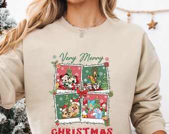 Disney Mickey And Friends Very Merry Christmas Party Shirt, Family Matching Christmas Sweatshirt, Merry Christmas 2025 Shirt, Christmas Tee