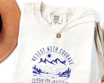 Resist With Courage Shirt,Anti Fascism Shirt, Anti ICE Shirt, Activist Shirt,Anti Trump Tee, Resistance Shirt,Feminist Equality Top