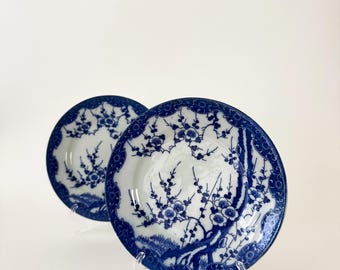 Pair of Antique Japanese Arita Blue & White Plates, “Dai Nippon” Mark, Meiji–Taishō Period (c. 1900–1930)