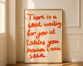 Orange Motivational Handwritten Quote Print, Warm Minimal Poster (Digital Download)