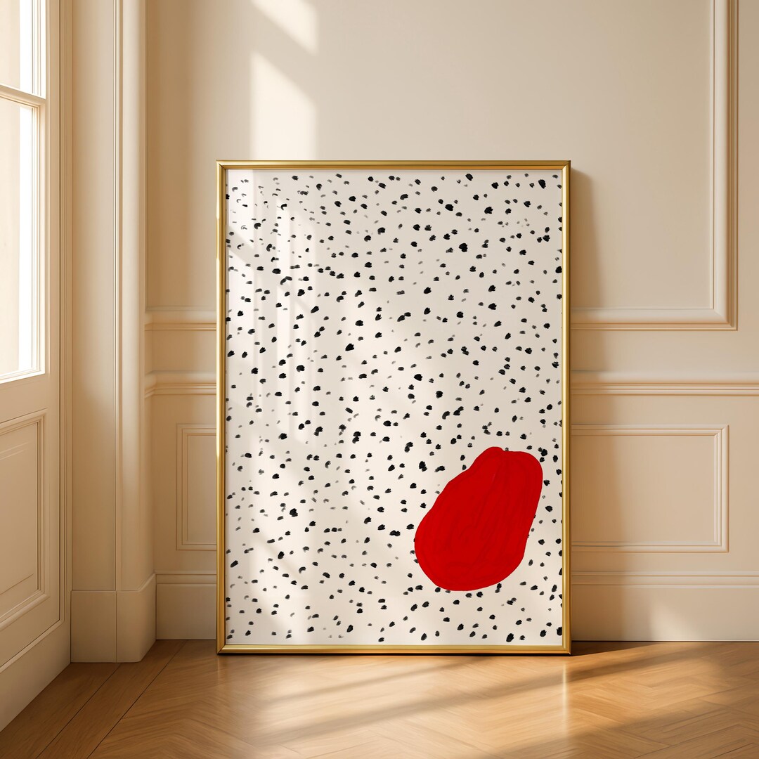 Abstract Red Form Art Print – Minimal Black and White Pattern With Red ...