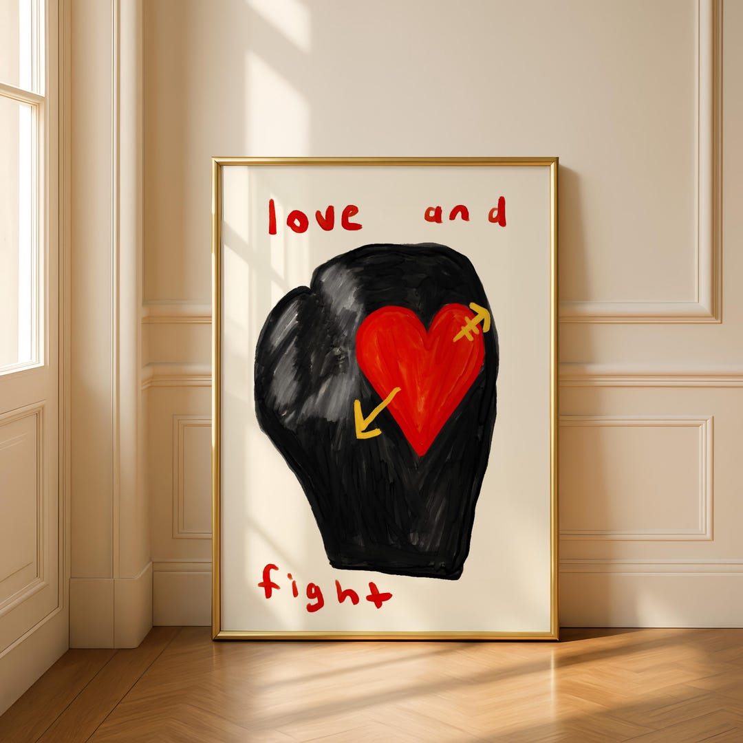 Boxing Glove Heart Art Print – Symbolic Love Illustration (digital ...