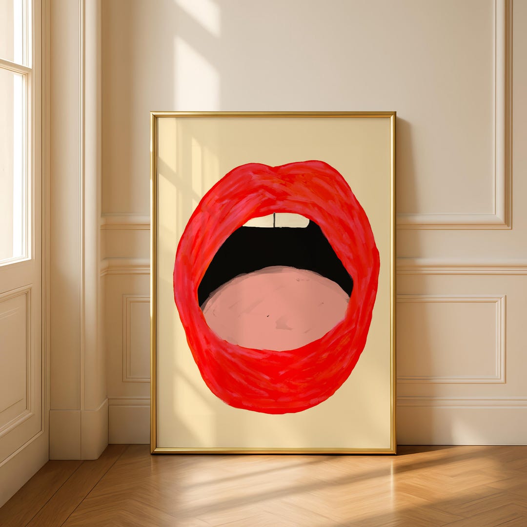 Bold Red Lips Pop Art Print: Minimalist Mouth Illustration (digital ...
