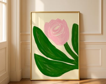 Minimal Pink Flower Print: Botanical Home Decor (Digital Download)
