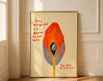 Abstract Flame Wall Art Poster, Modern Motivational Printable (Digital Download)