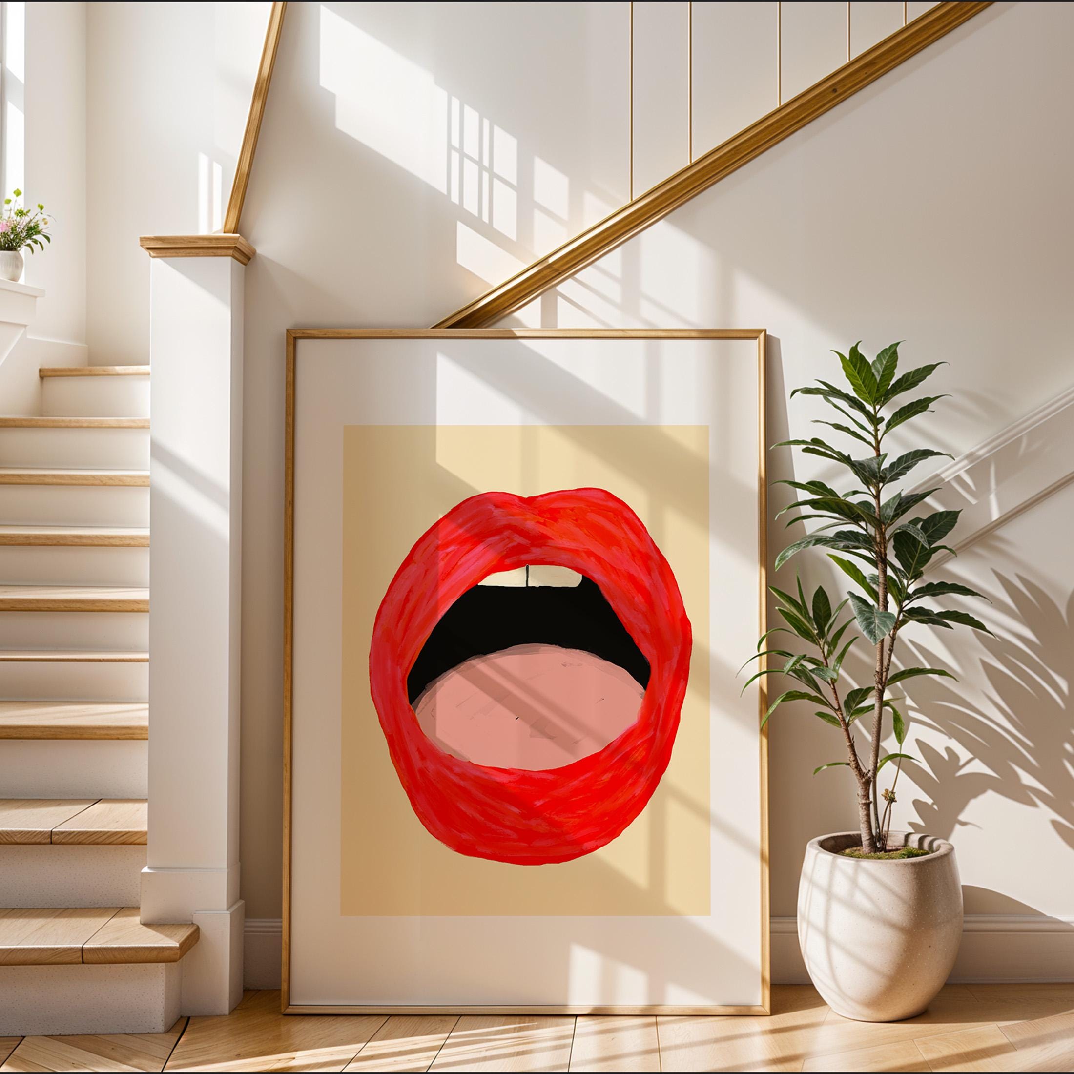 Bold Red Lips Pop Art Print: Minimalist Mouth Illustration (digital ...