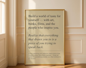 Taste and Inspiration Poster – Minimal Typographic Quote Illustration Art Print (Digital Download)