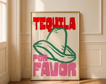 Tequila Shot Typography Art Print – Playful Bar Cart Decor (Digital Download)