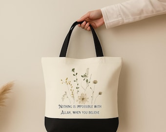 Floral Islamischen Zitat Einkaufstasche | Muslimische Frauen Geschenk