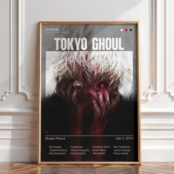 Tokyo Ghoul Poster, Ken Kaneki Anime Wall Art Print Vintage Artwork Gift