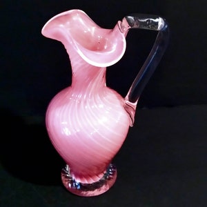 Vintage Collectible Blown Glass Pink Mini Tiny Small  Pitcher Flared Top