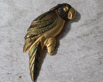 Vintage Gold Tone Parrot Brooch