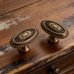 2pc Oval Brass Cabinet Knobs,Vintage Dresser Drawer Pulls,Housewarming Gift